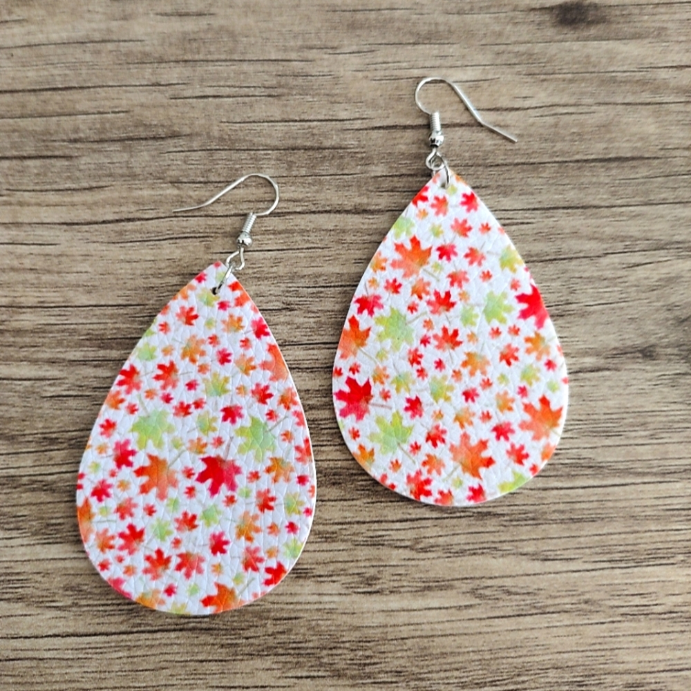 NWT Fall Faux Leather Earrings